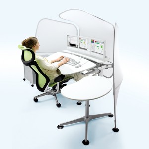Okamura Cruise workstation in use Okamura Cruise workstation in use